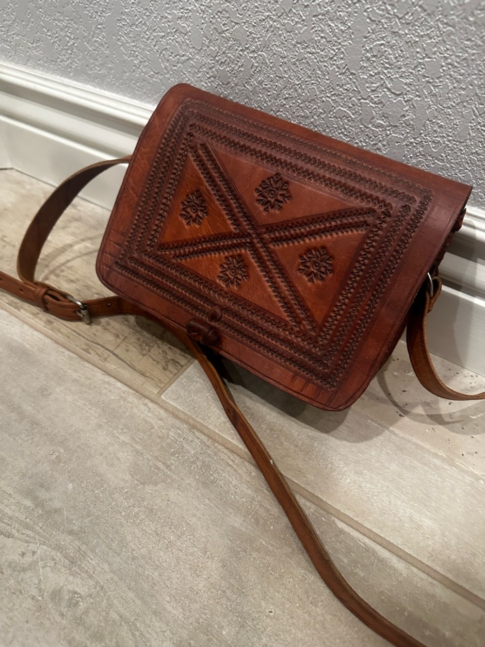 Genuine Leather Handmade Crossbody - Tan/brown - Picture 2 of 6
